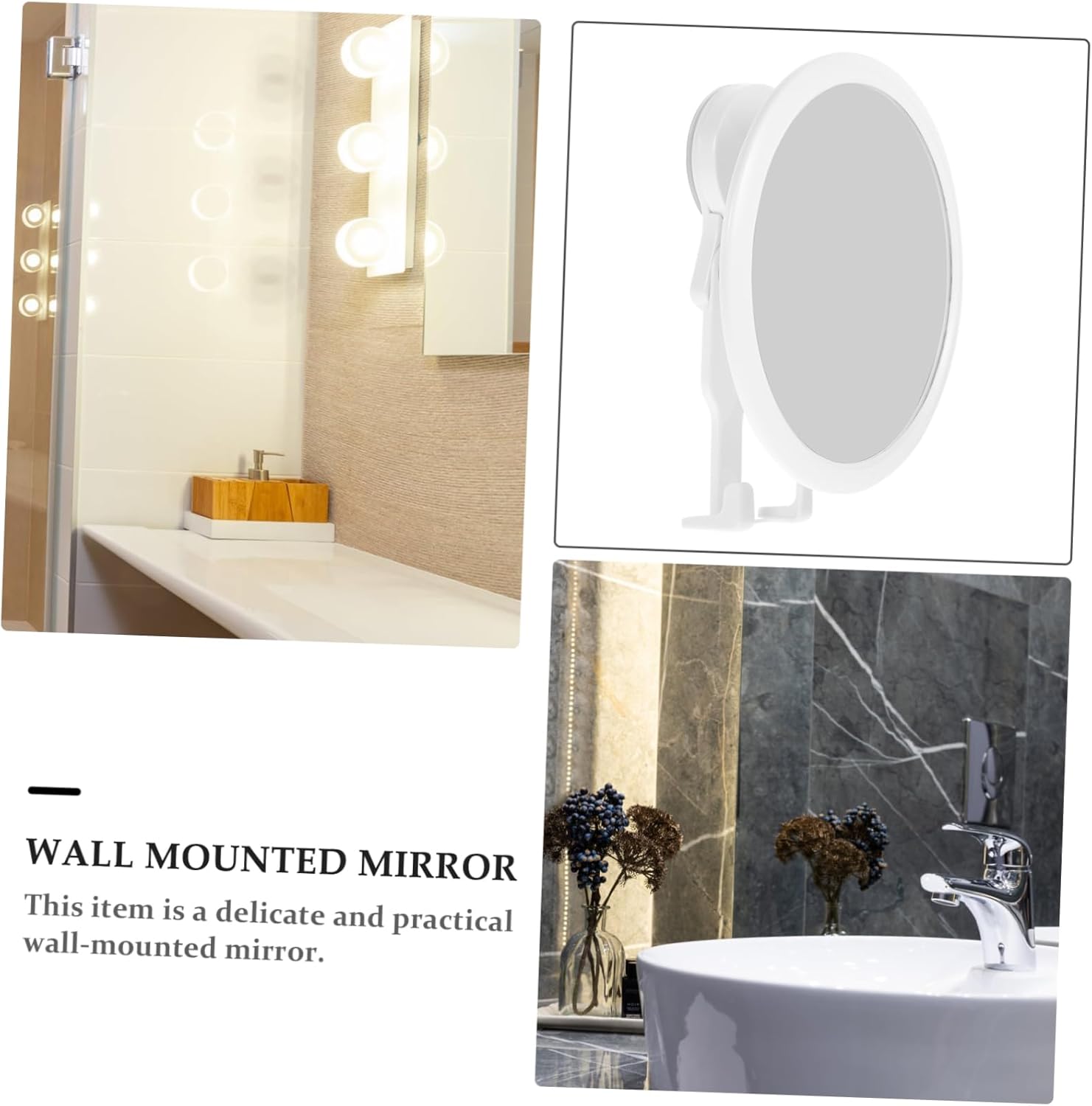 BIUDECO Wall-Mounted Vanity Mirror with Adjustable Angle