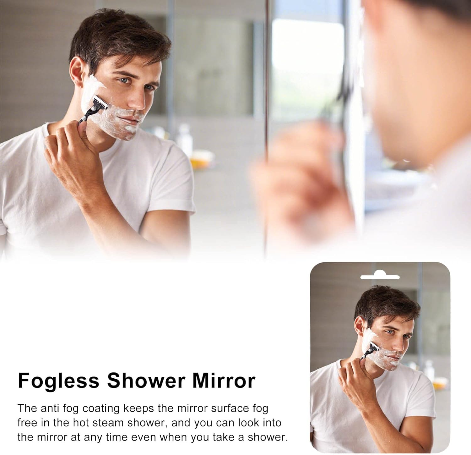 Stainless Steel Shower Mirror with Anti-Fog Coating 1