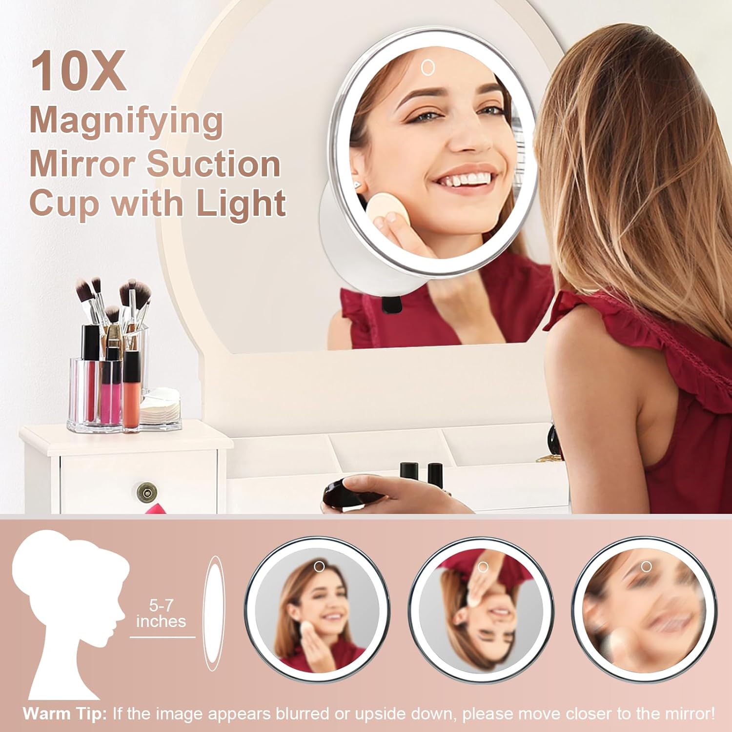 BaoNeedy 10x Magnifying Mirror with Suction Cup and 360 Swivel