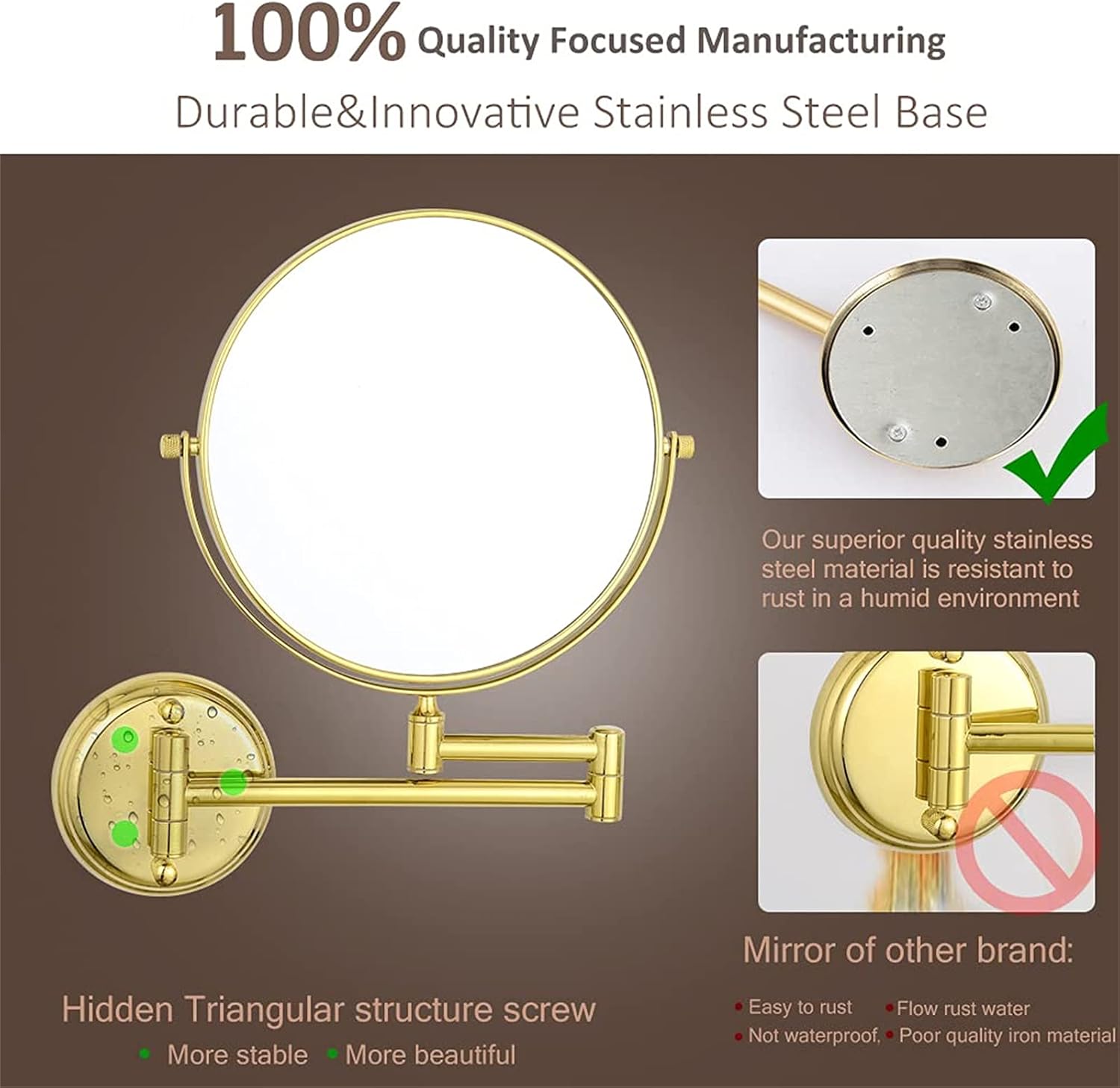 NOVOCE 8 Inch Double Sided Makeup Mirror with 3X Magnification 1