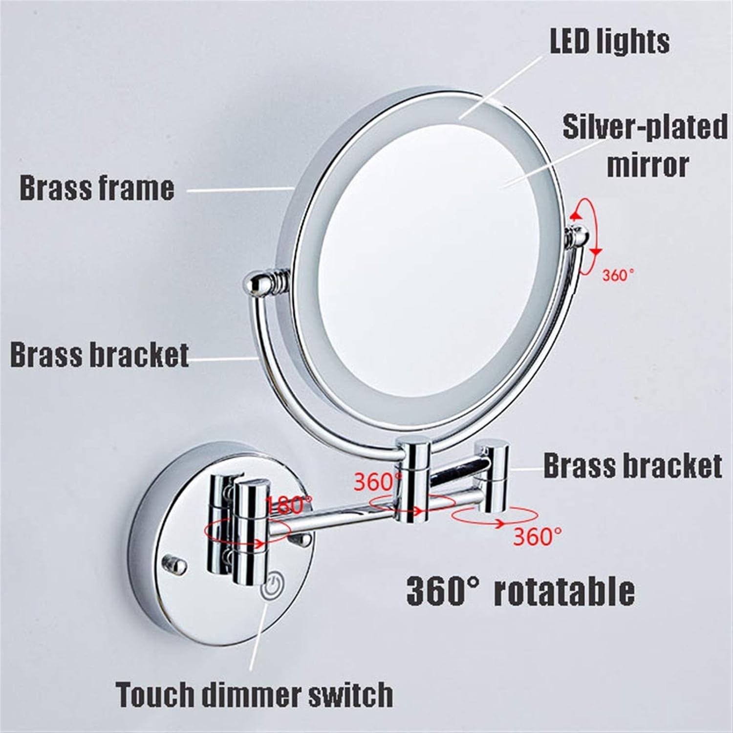 AMHIL 360 Rotate Makeup Mirror Wall Mounted