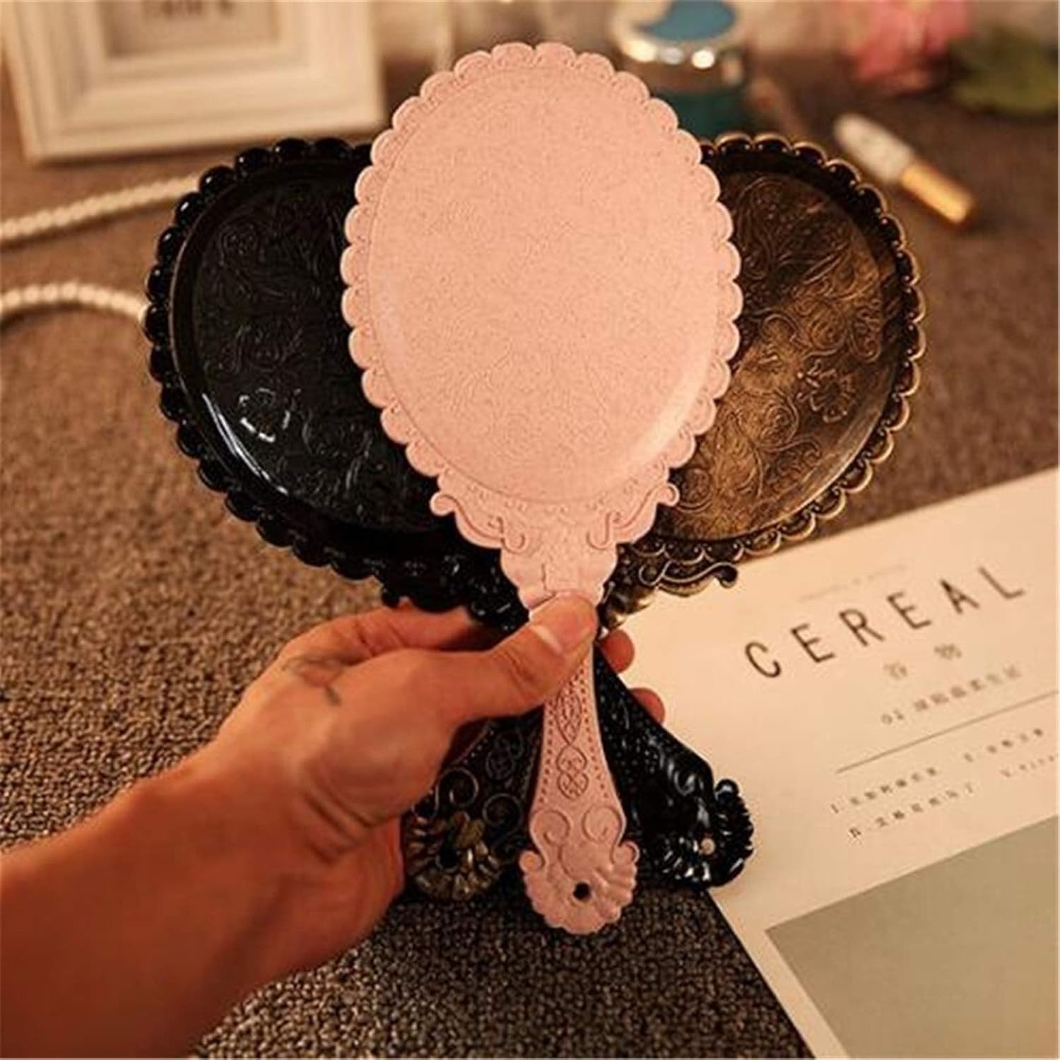 HASMI Gold Vanity Mirror Compact Handheld Makeup Mirror