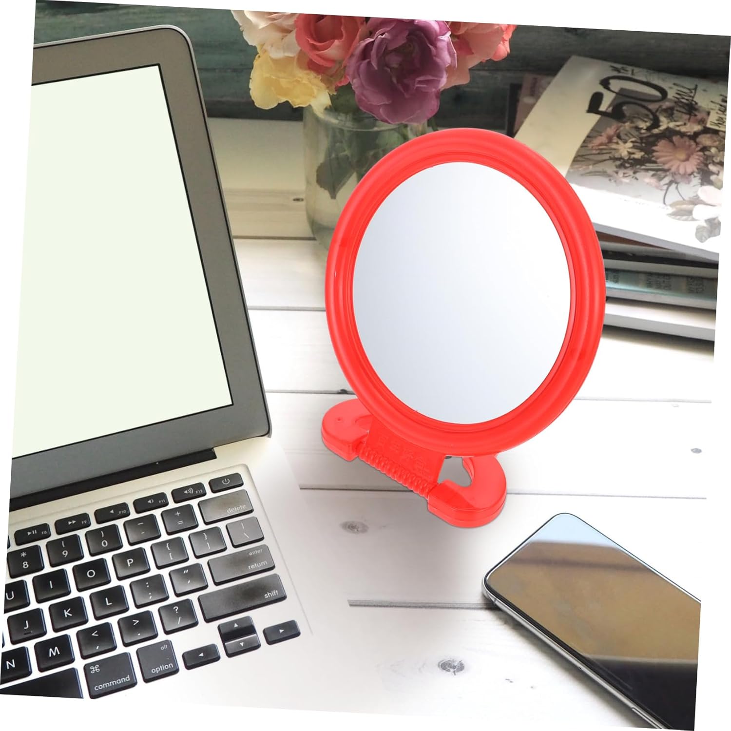 Retro Makeup Mirror with Sturdy Base and Wall Suspension