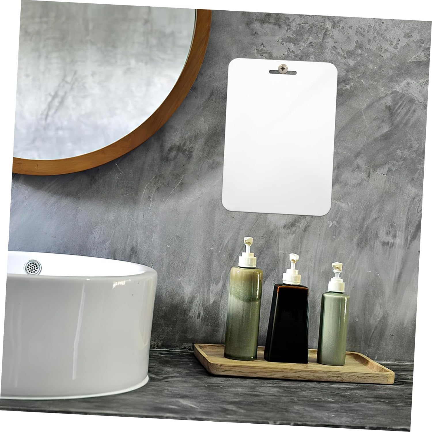 MERRYHAPY Fogless Acrylic Mirror 30x20cm Shaver Shower Wall Hanging