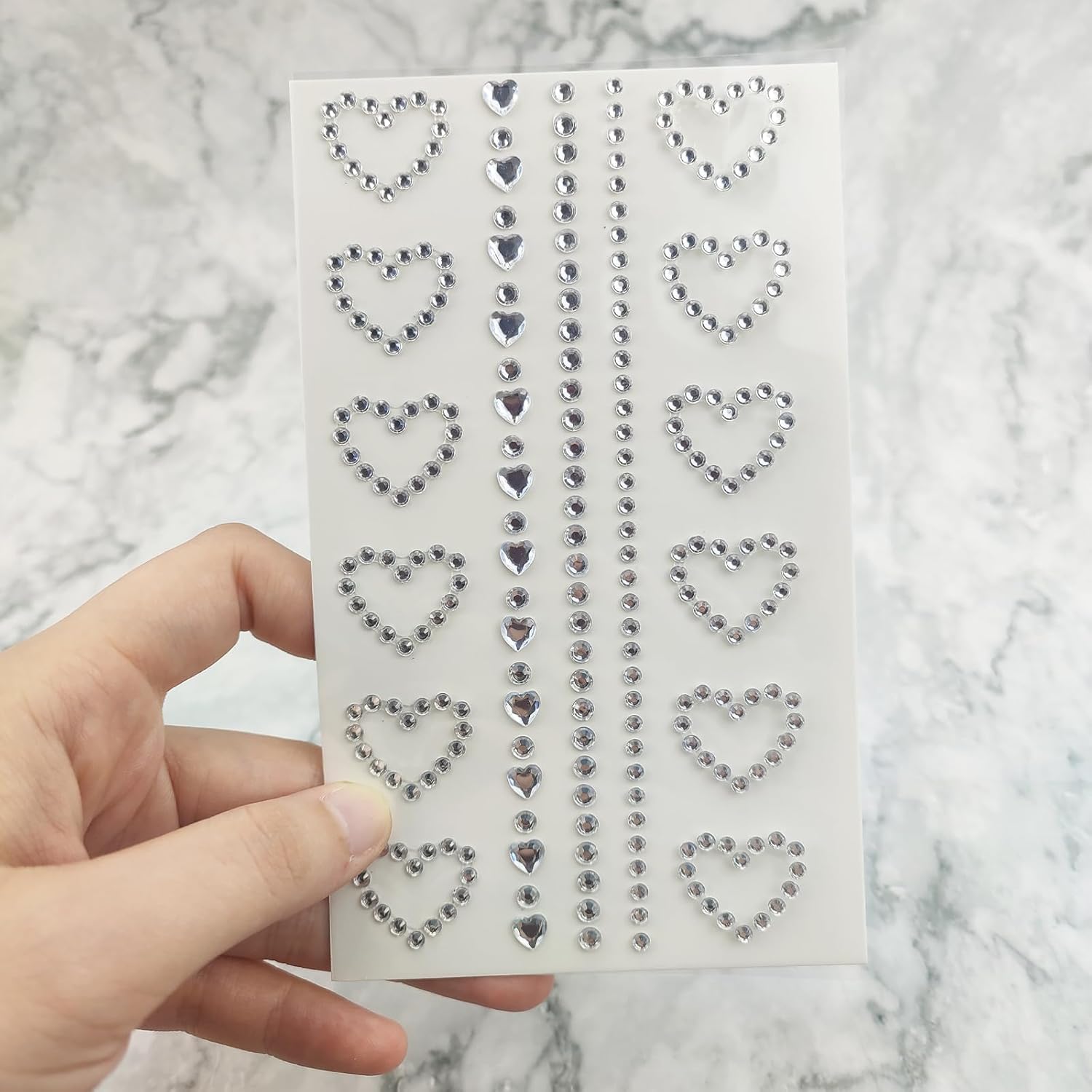 6 Pack Self Adhesive Heart Star Moon Face Rhinestone Stickers