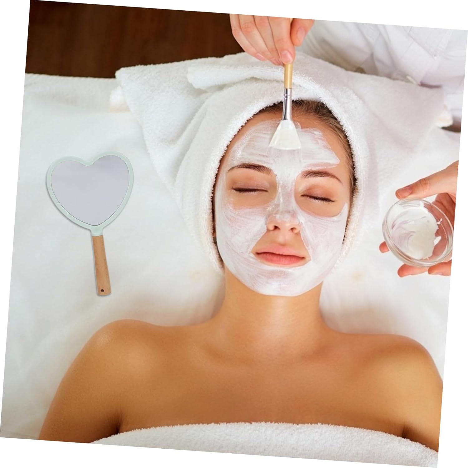 Heart Shape Handheld Makeup Mirror for Home Travel 1