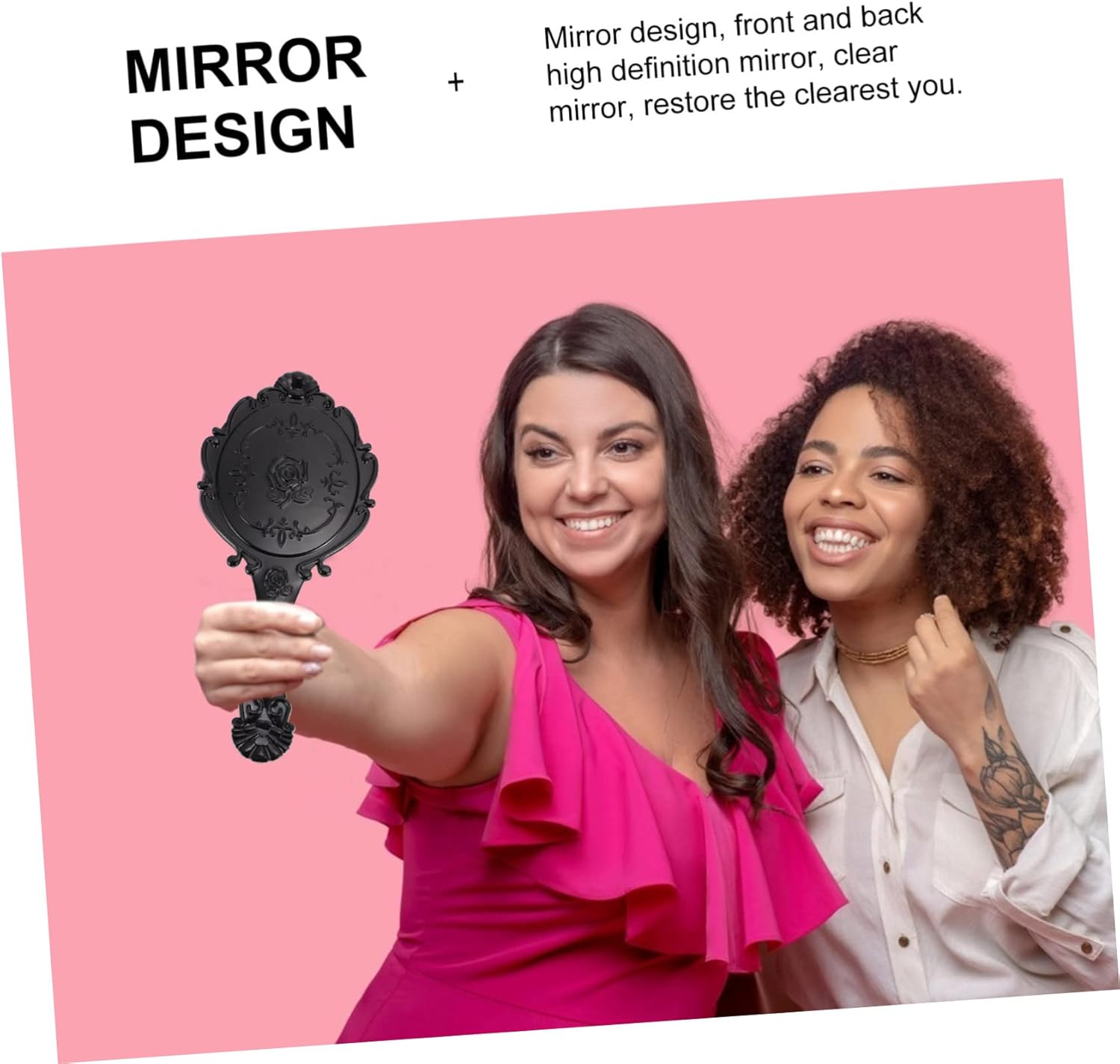 Mikinona Retro Gold Vanity Mirror Set 2pcs Portable Makeup Mirror