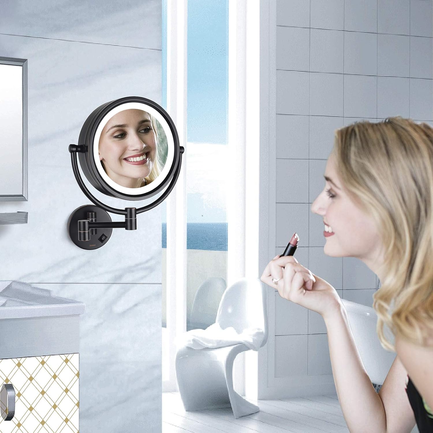 DOWRY Makeup Mirror Wall Mount with 10X Magnification