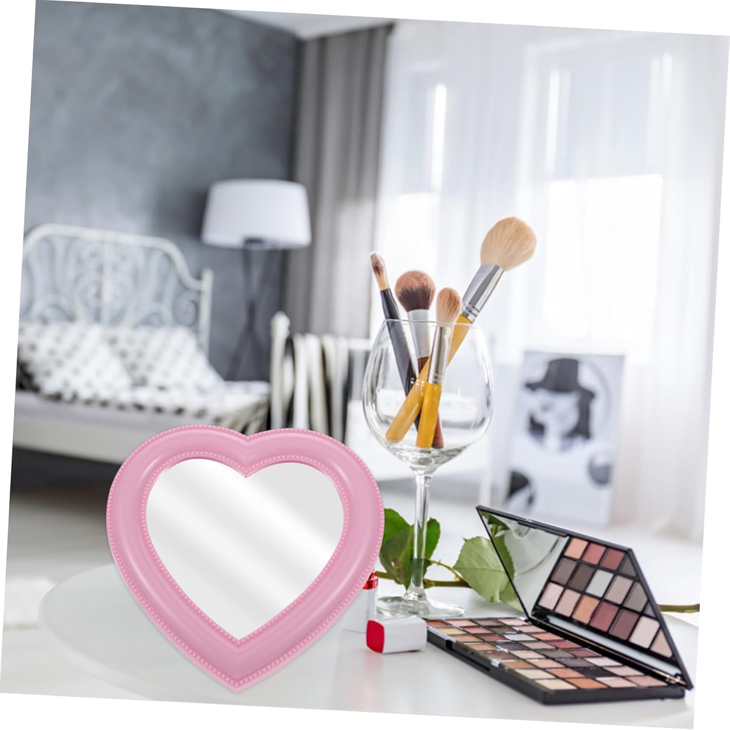 Alipis Heart-Shaped Makeup Mirror for Vanity