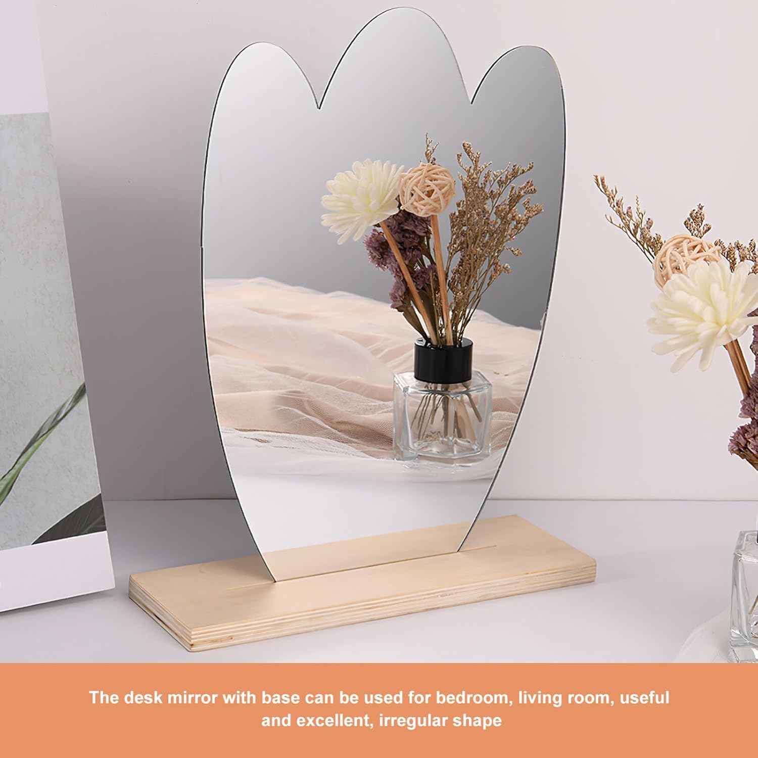 Cute Irregular Desk Mirror with Sturdy Stand