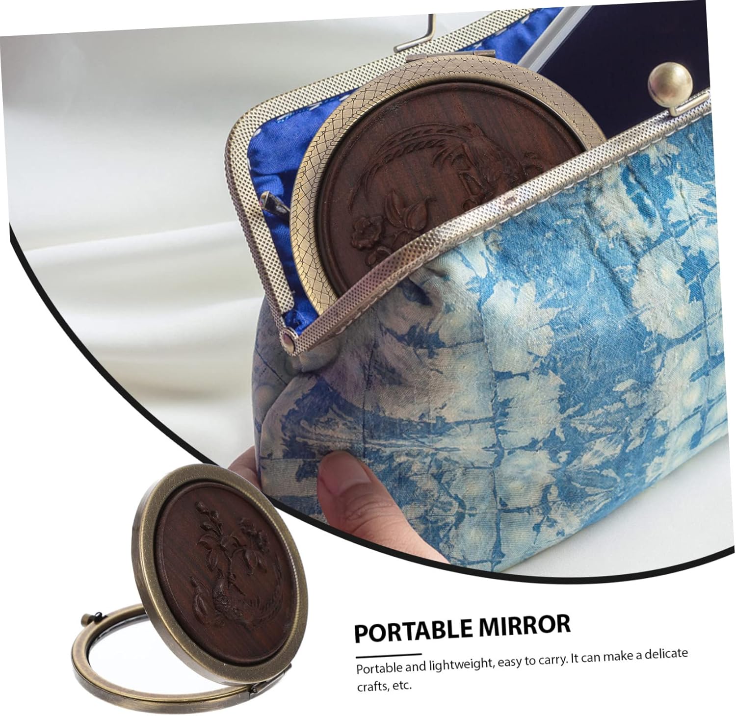 Didiseaon Foldable Makeup Mirror with Antique Wood Design