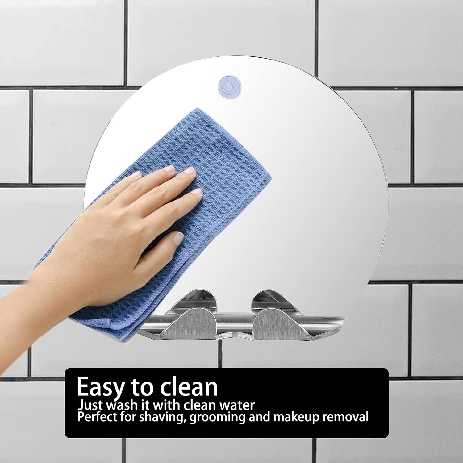 YEmirth Non-Fog Round Shower Mirror with Suction Hook 1