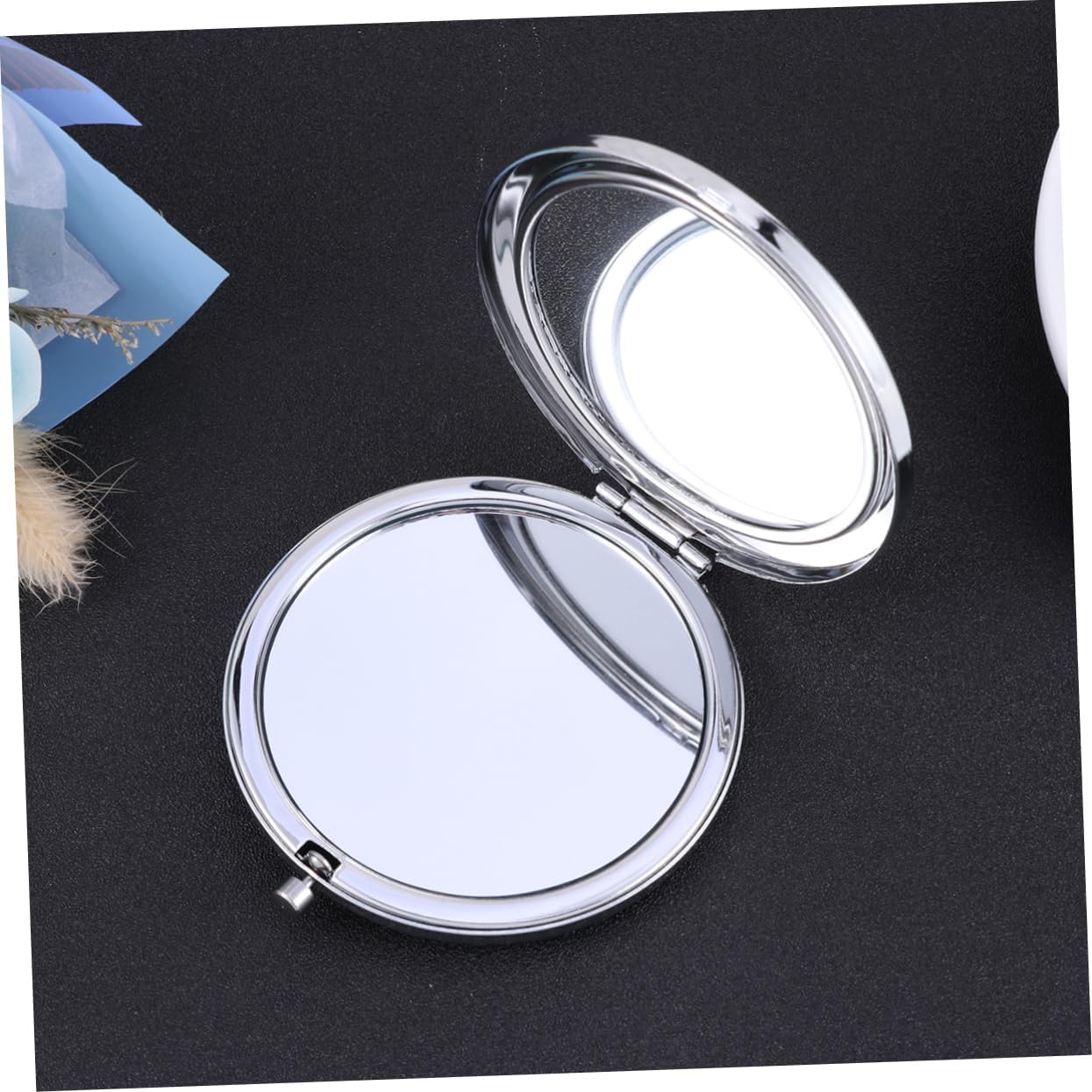 HONMEET Black Double-Sided Compact Folding Mirror for Travel