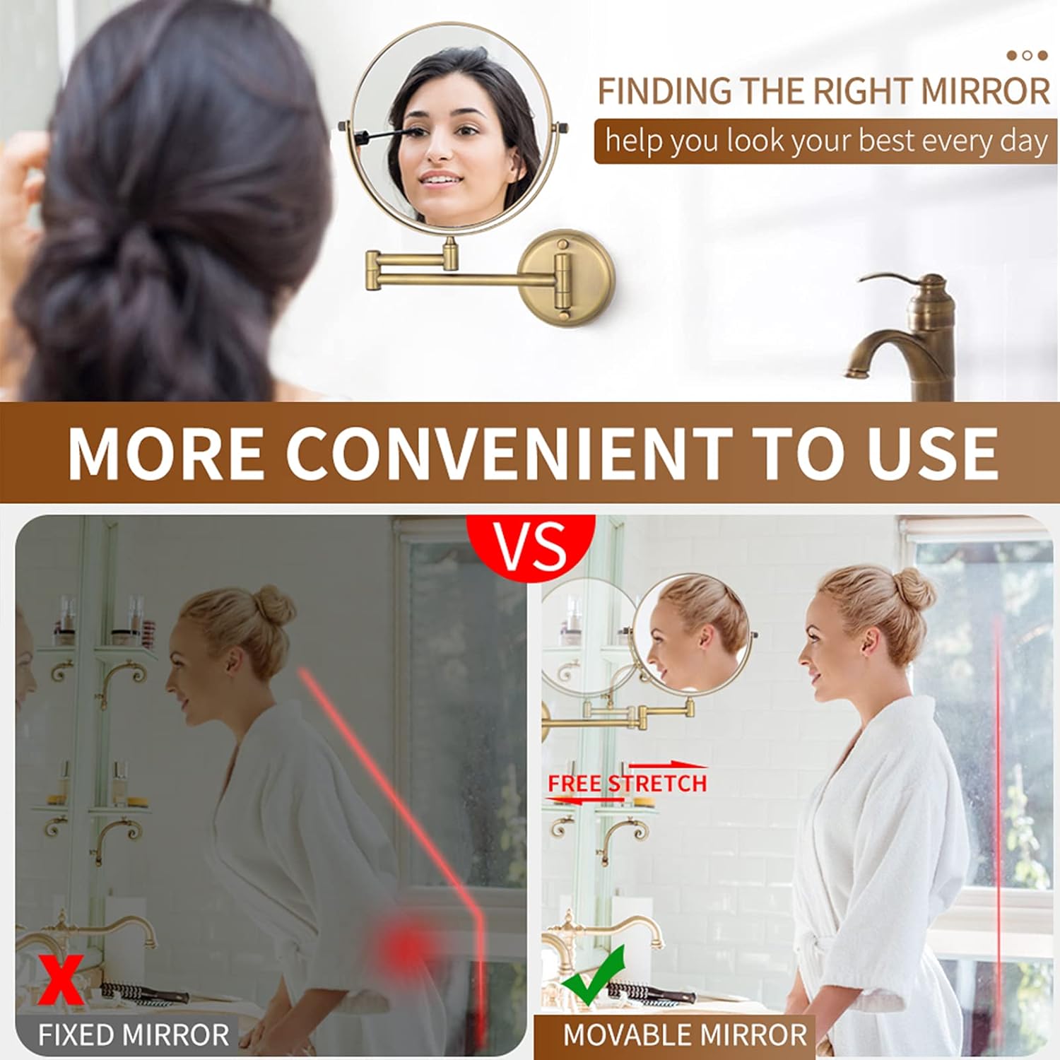 NOVOCE 8 Inch Double Sided Shaving Mirror with 3X Magnification