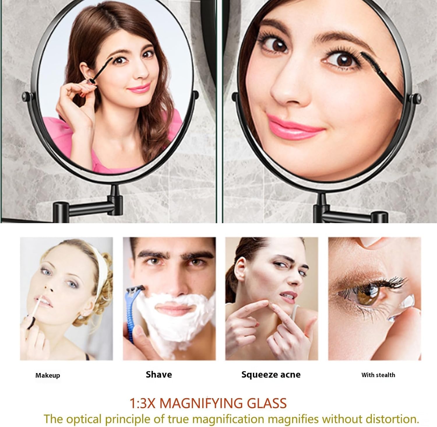 8 Wall Mounted Makeup Mirror with 3X5X10X Magnification 1
