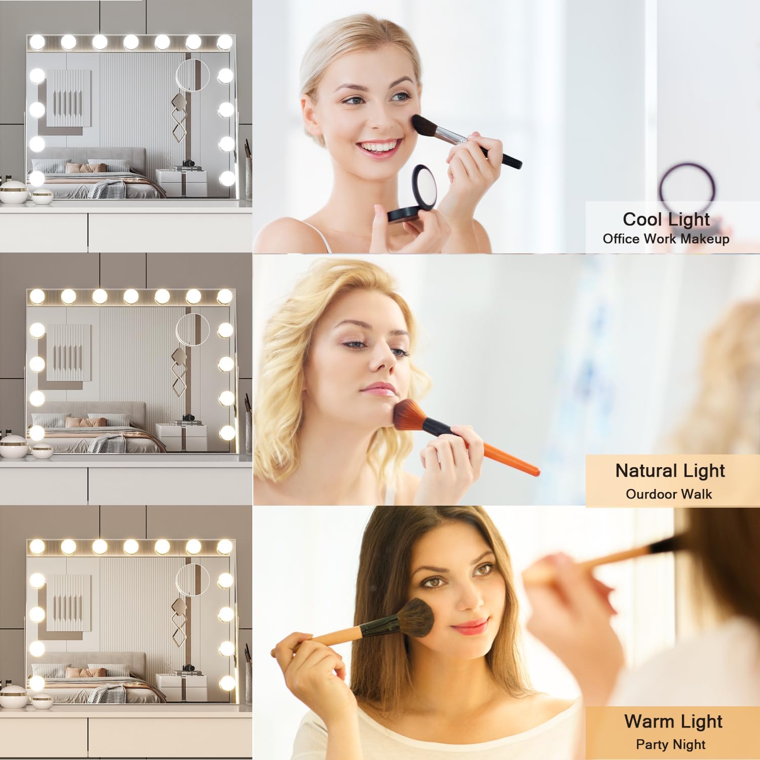 NEUWEABY Vanity Mirror with 15 LED Lights