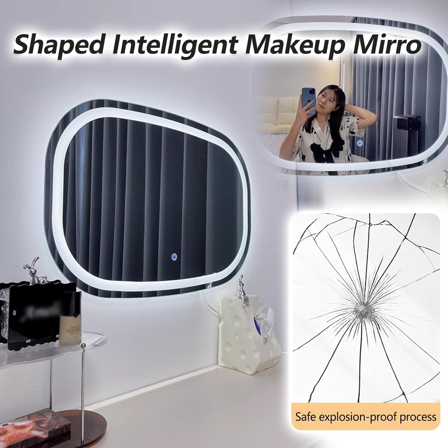 Oval Dimmable LED Vanity Mirror For Wall