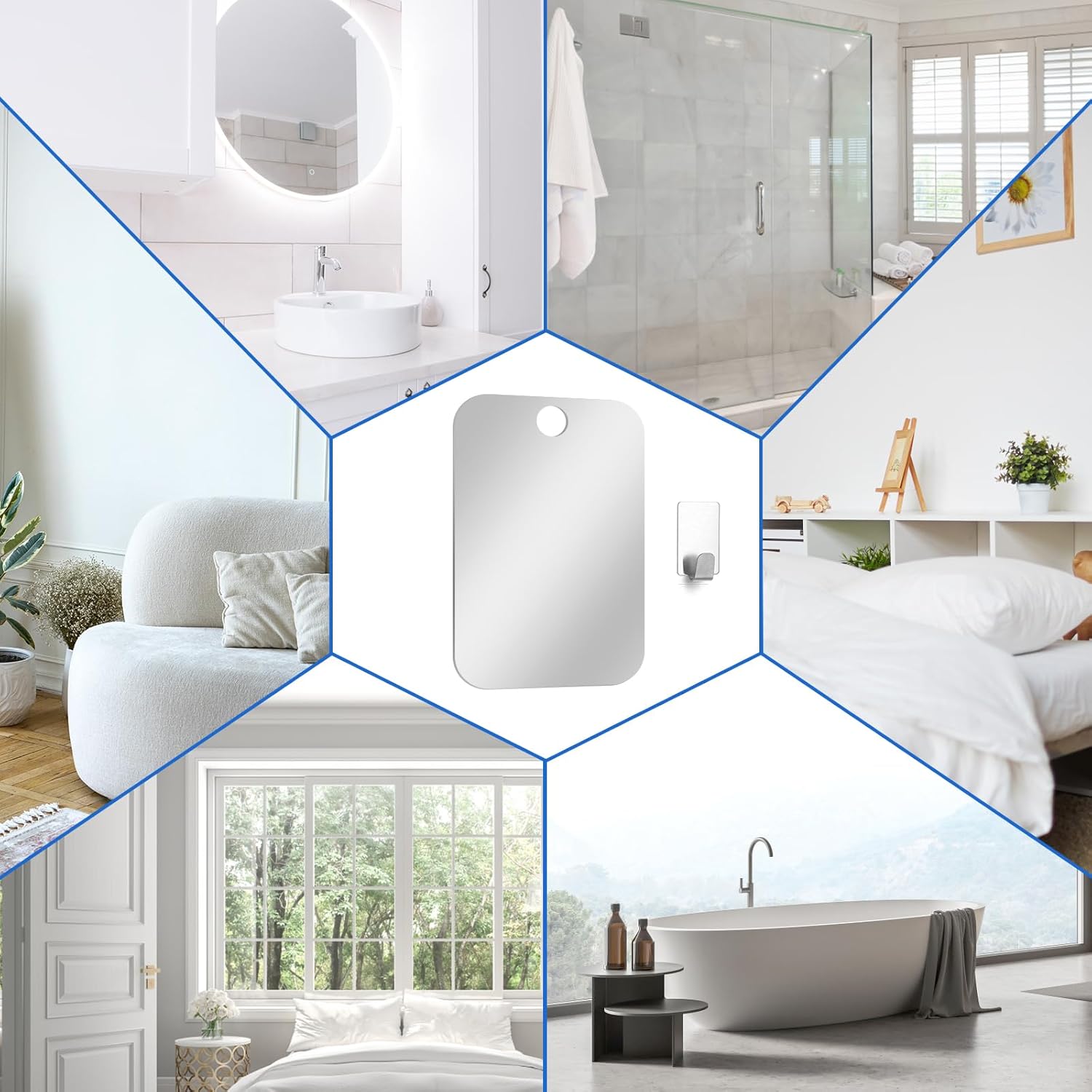 Tyqour 8x10 Inch Fogless Wall Hanging Shower Mirror