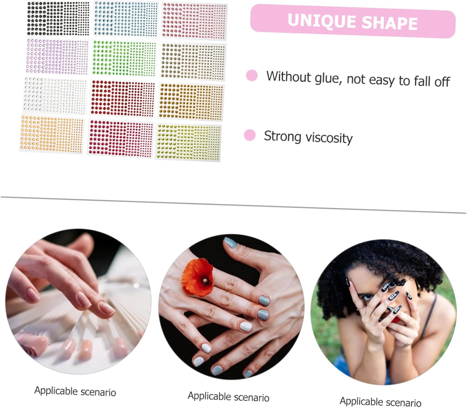 SAFIGLE 2 Sets Facial Rhinestone Stickers DIY Face Jewels