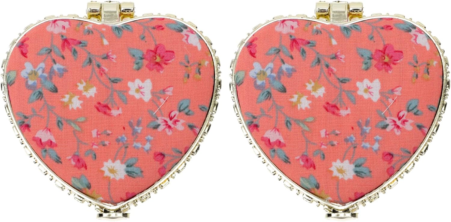 HEALLILY 2Pcs Foldable Heart Shaped Makeup Mirrors