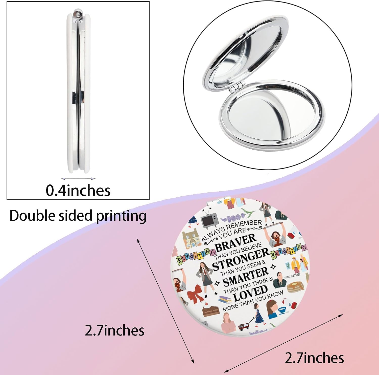 WSNANG Musical Compact Makeup Mirror with Encouraging Message