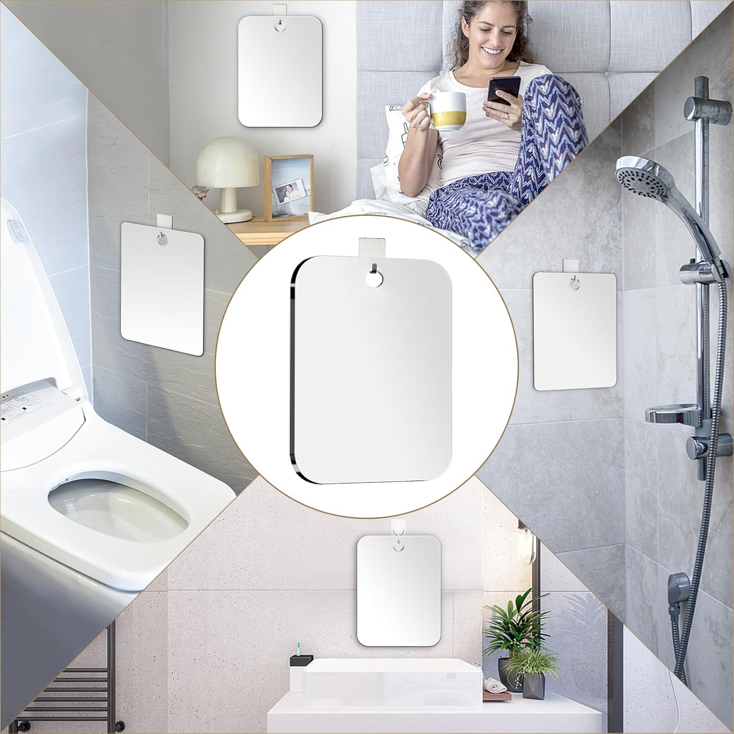 JKNEIWA 11x8 Inch Frameless Shower Mirror for Shaving and Makeup