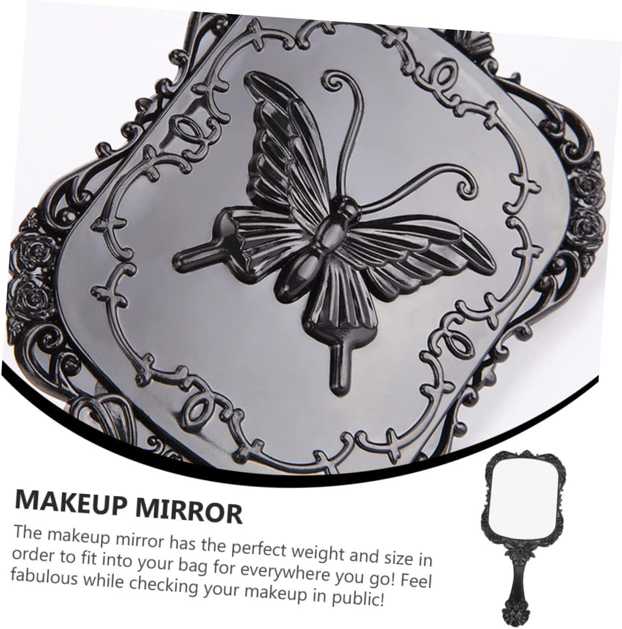 MERRYHAPY 2Pcs Handle Makeup Mirror for Travel and Home Use