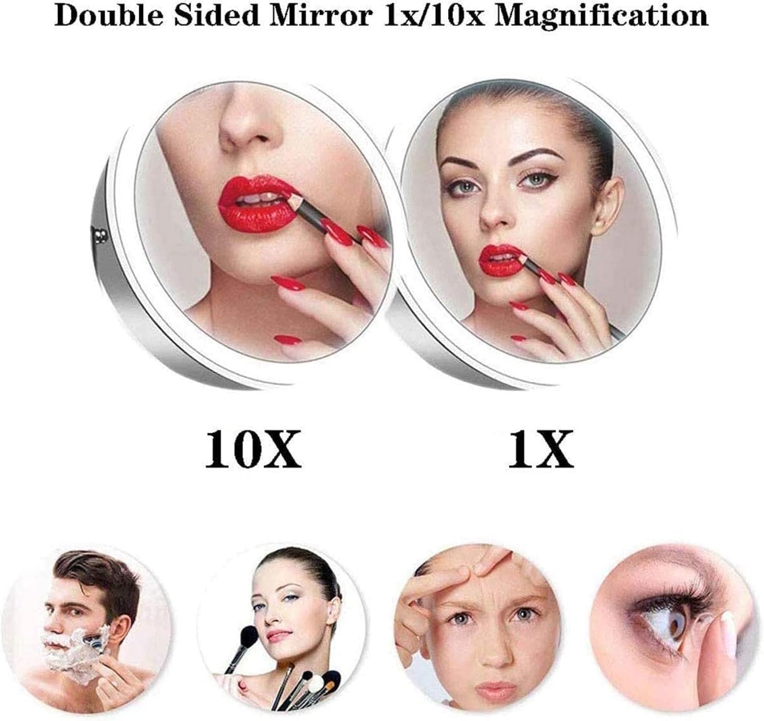 Wall Mount Makeup Mirror with 10X Magnification and LED Lights