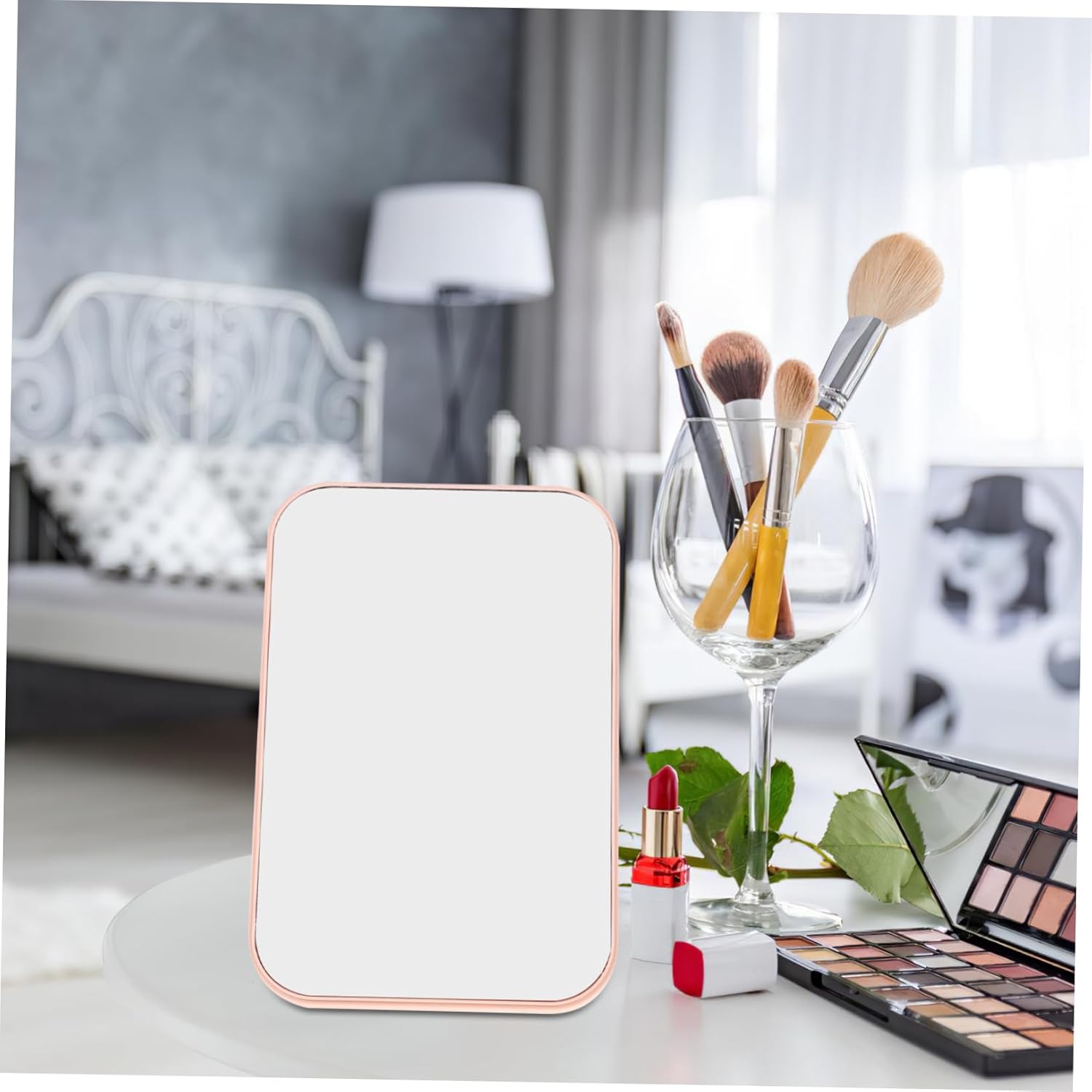 WRITWAA 2pcs Portable Makeup Mirror with Stand