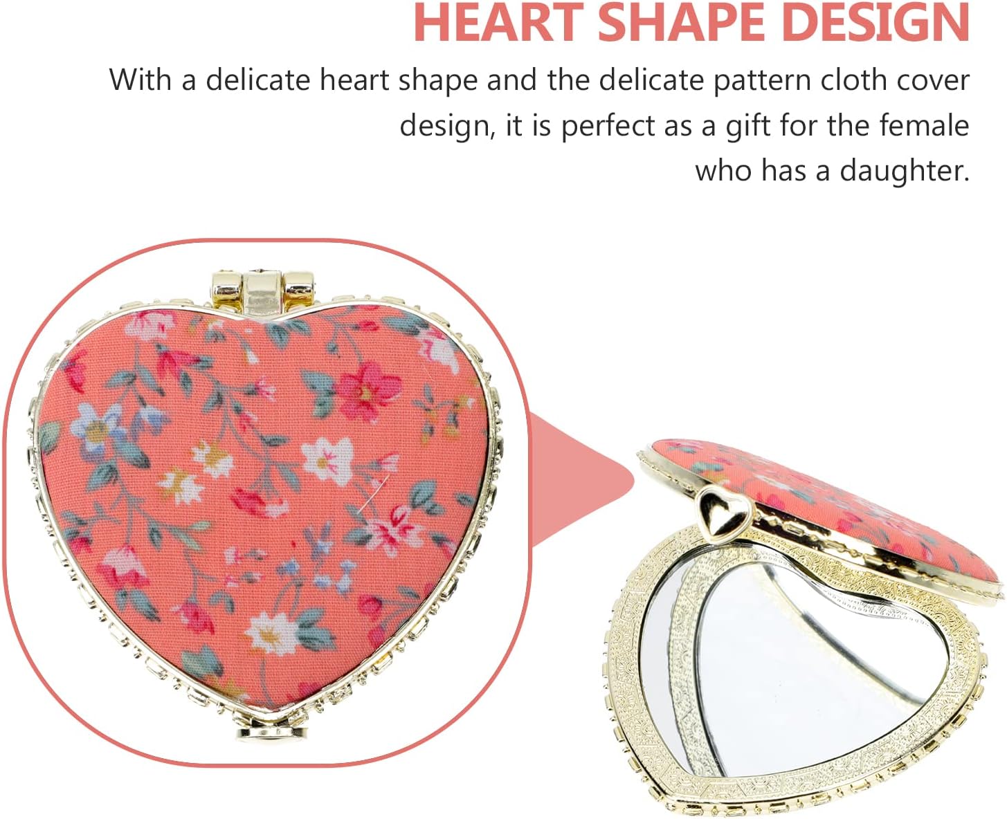 HEALLILY 2Pcs Foldable Heart Shaped Makeup Mirrors