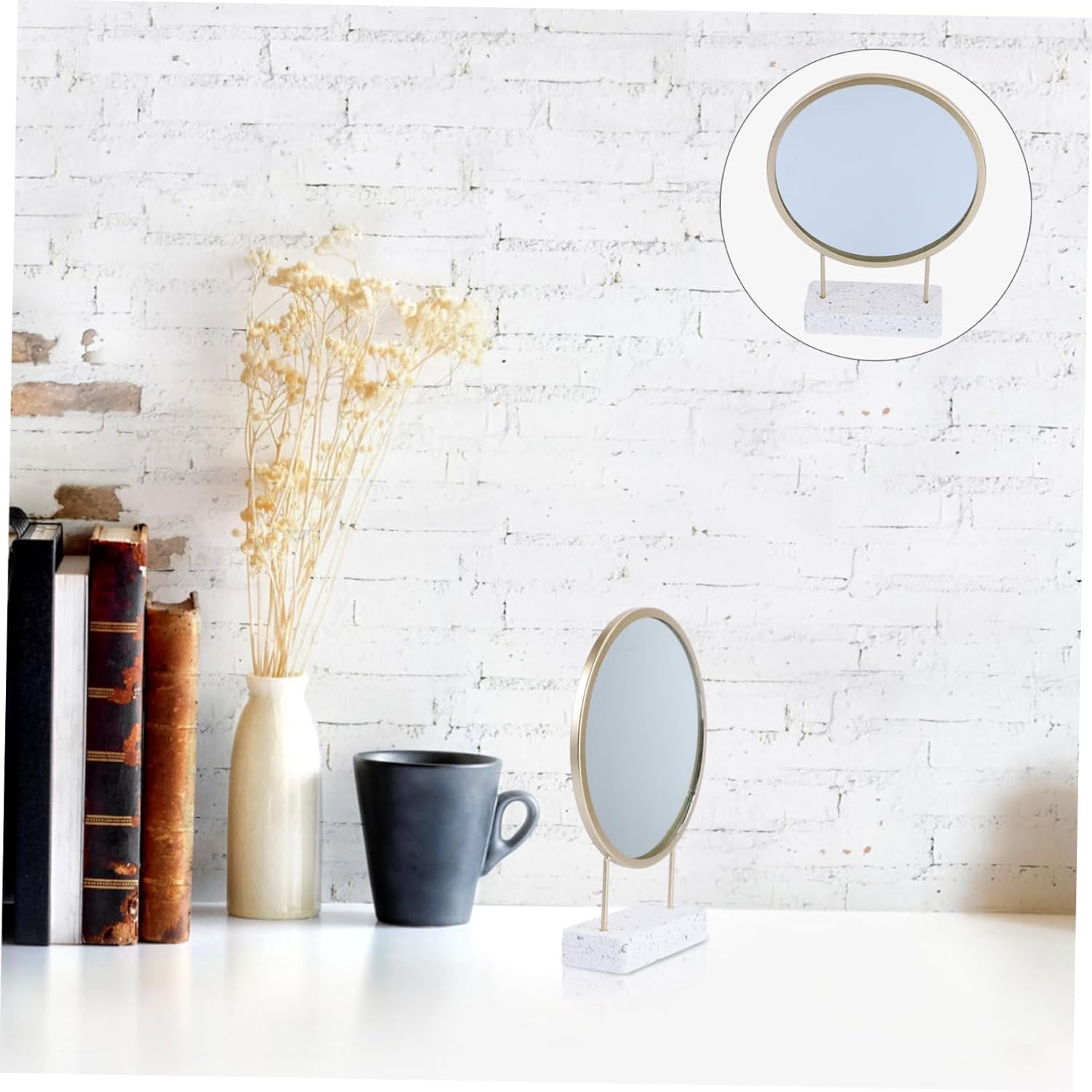 IMIKEYA Portable Makeup Mirror with Stand
