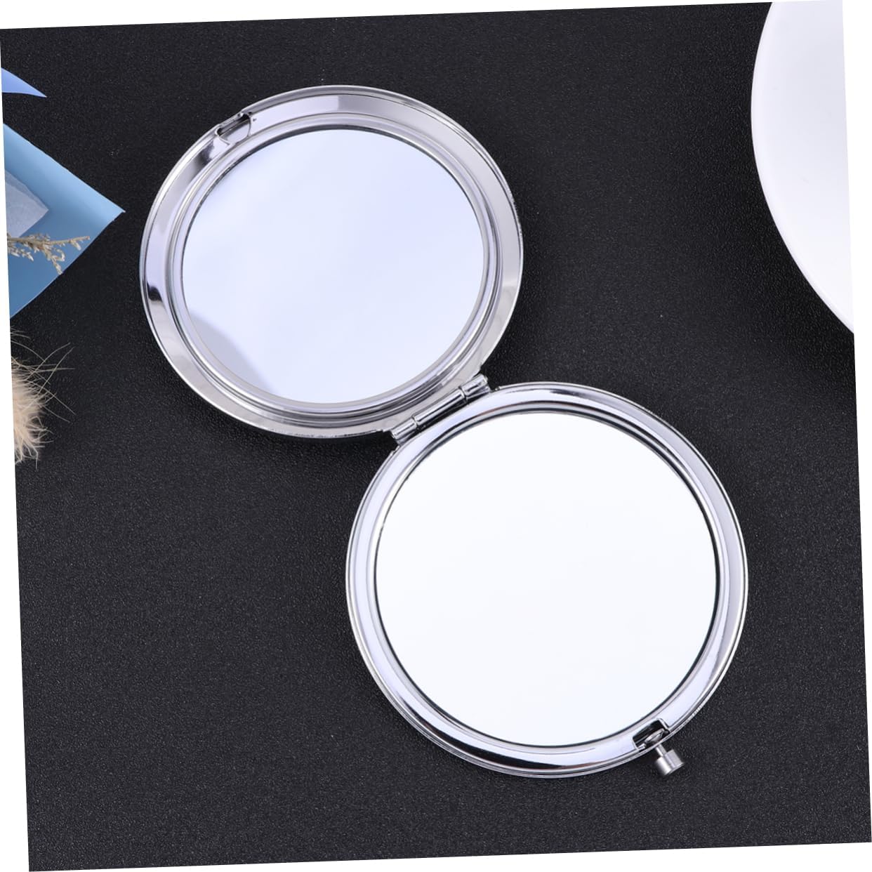 HONMEET Black Double-Sided Compact Folding Mirror for Travel