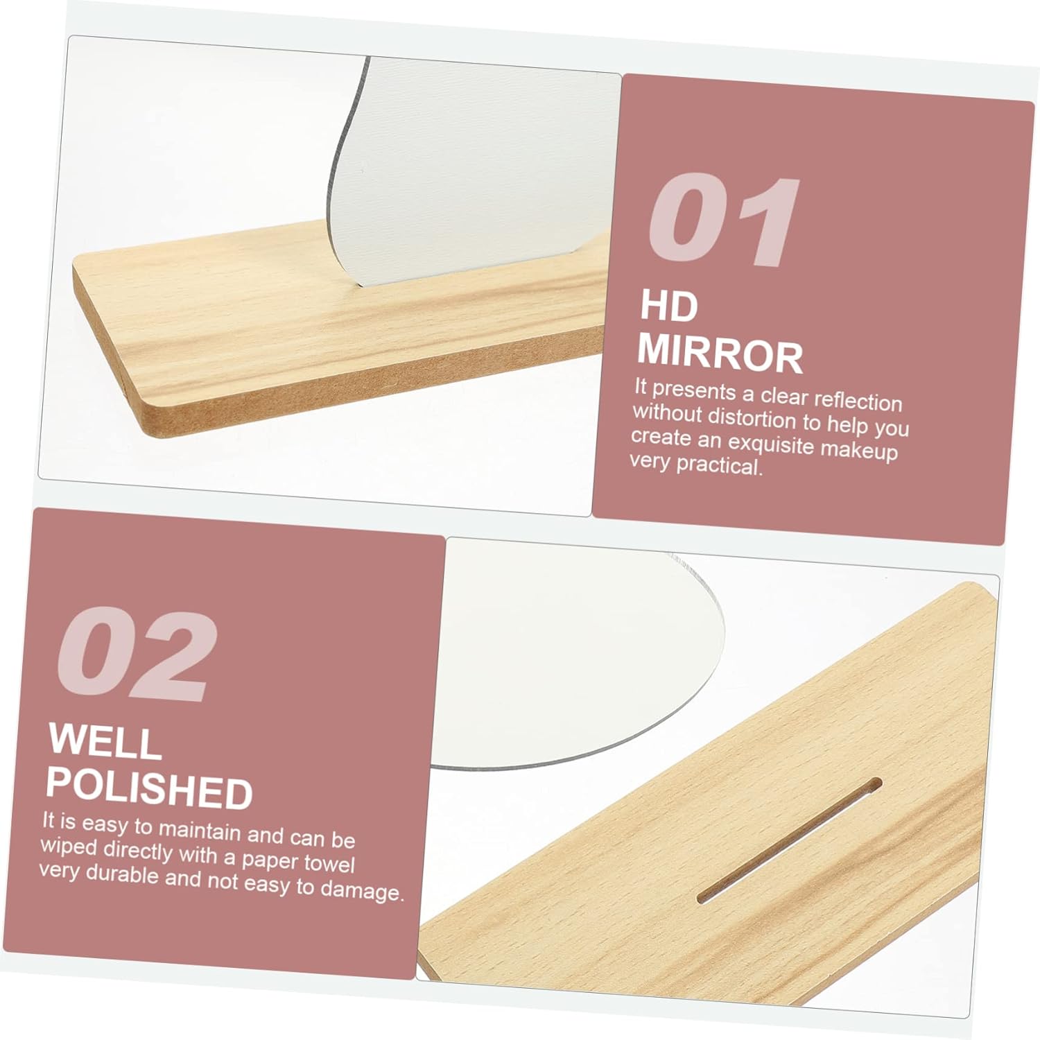 Alipis Acrylic Vanity Mirror with Wooden Base 1
