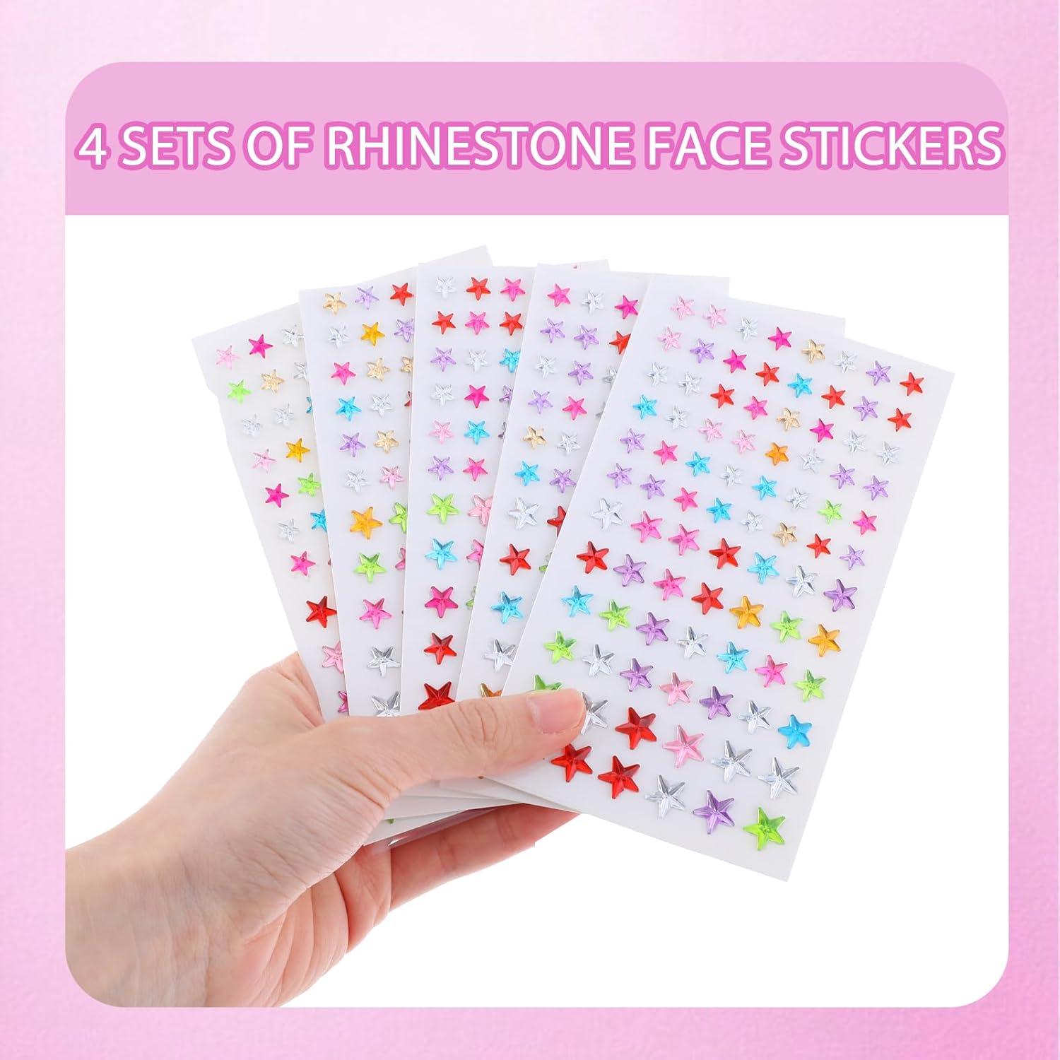 5PCS Colorful Star Face Gems Stickers DIY Set