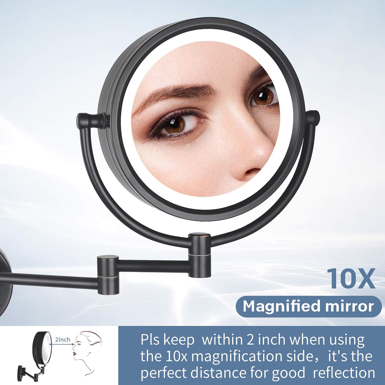 DOWRY Makeup Mirror Wall Mount with 10X Magnification