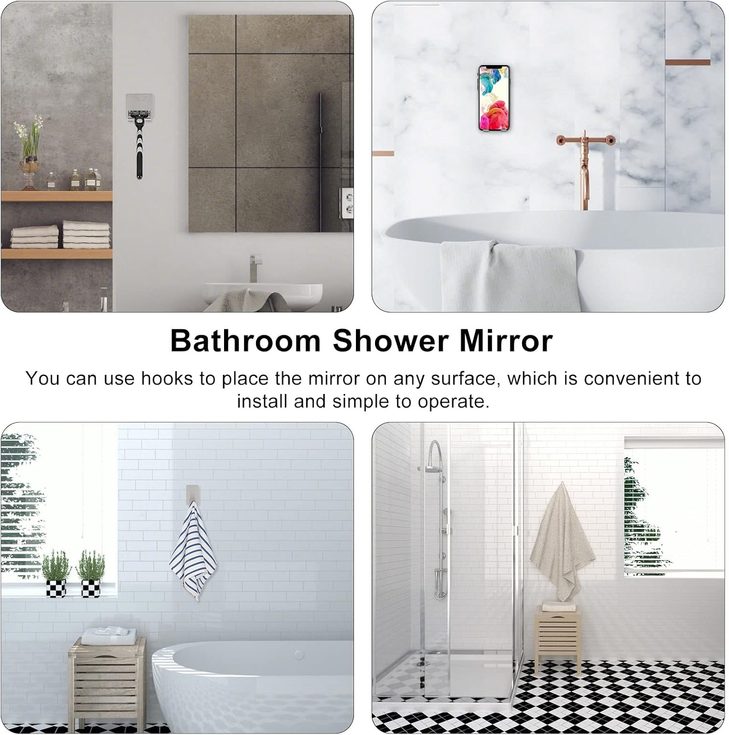 AMONIDA Fogless Shower Mirror with Hook