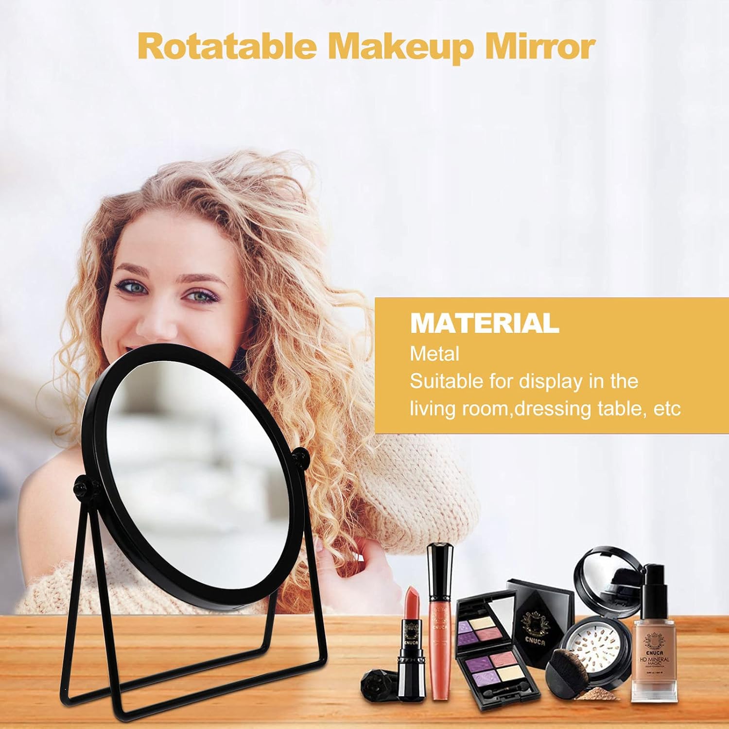 FOMIYES Rotating Vanity Mirror Large Desktop Makeup Stand