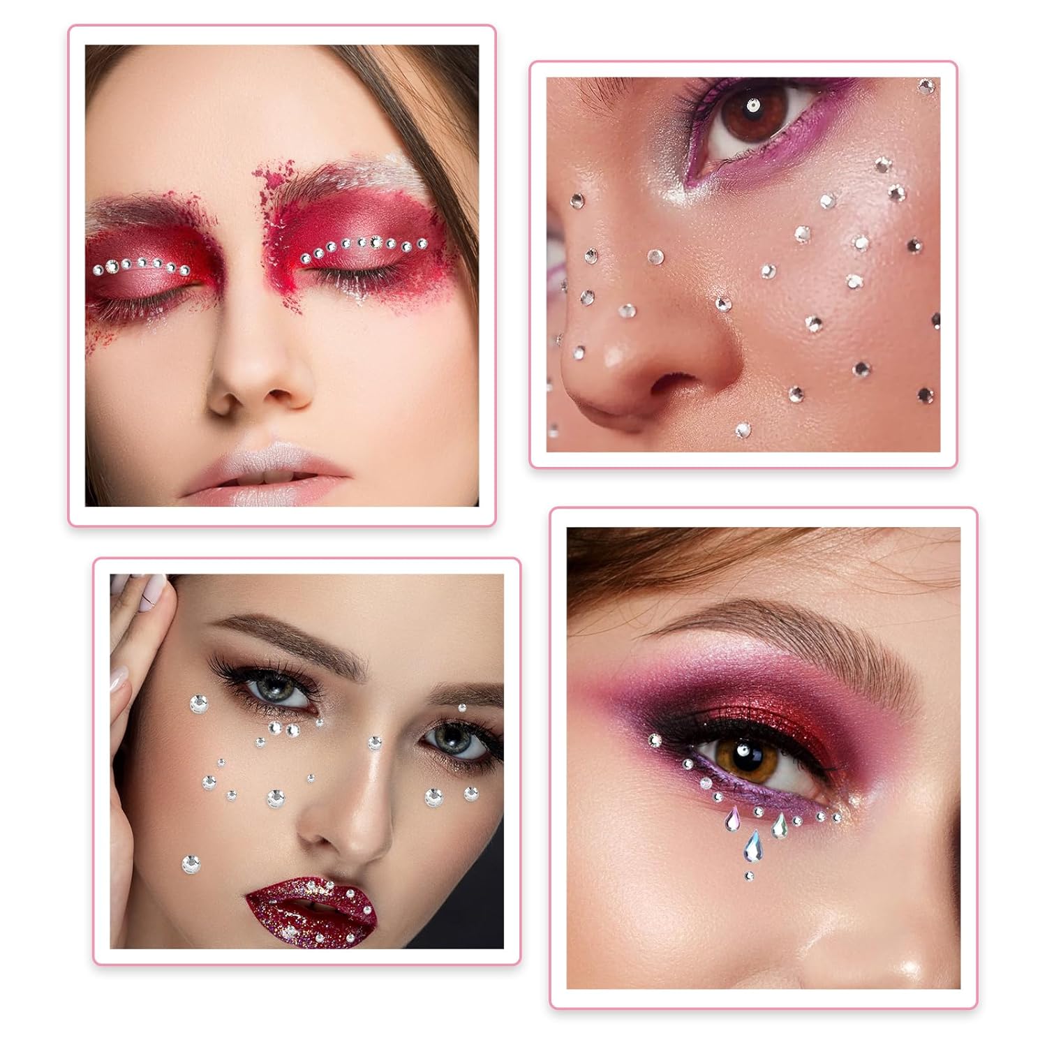 Trinkrittey 5 Sheet Face Gems Self Adhesive Stickers