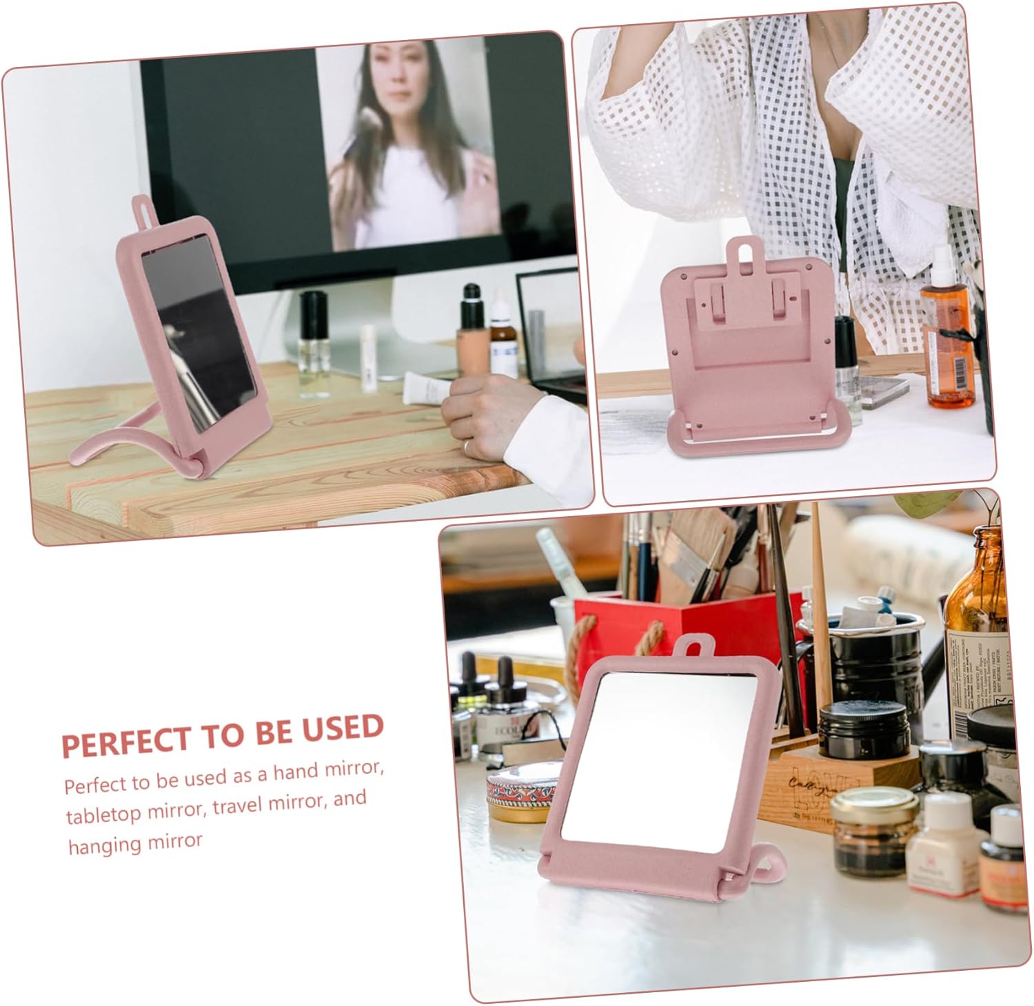 Black Vanity Mirror with Stand for Makeup and Skincare