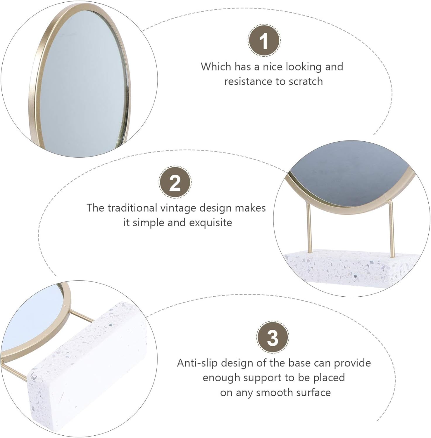 EXCEART Round Mirror with Stand for Bathroom Vanity