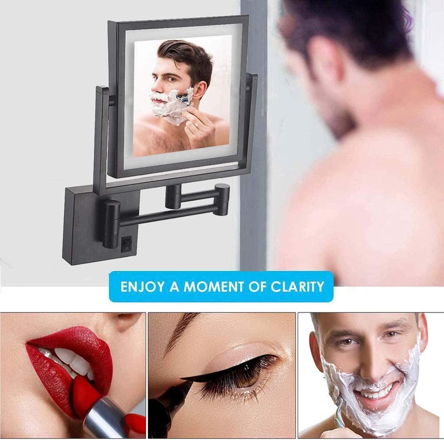 DEIHGE 8 Wall-Mounted Makeup Mirror with 3X Magnification