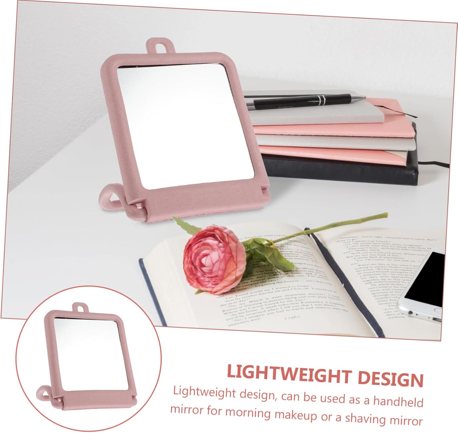 Hanging Makeup Mirror with Stand Black Vanity Wall Mounted