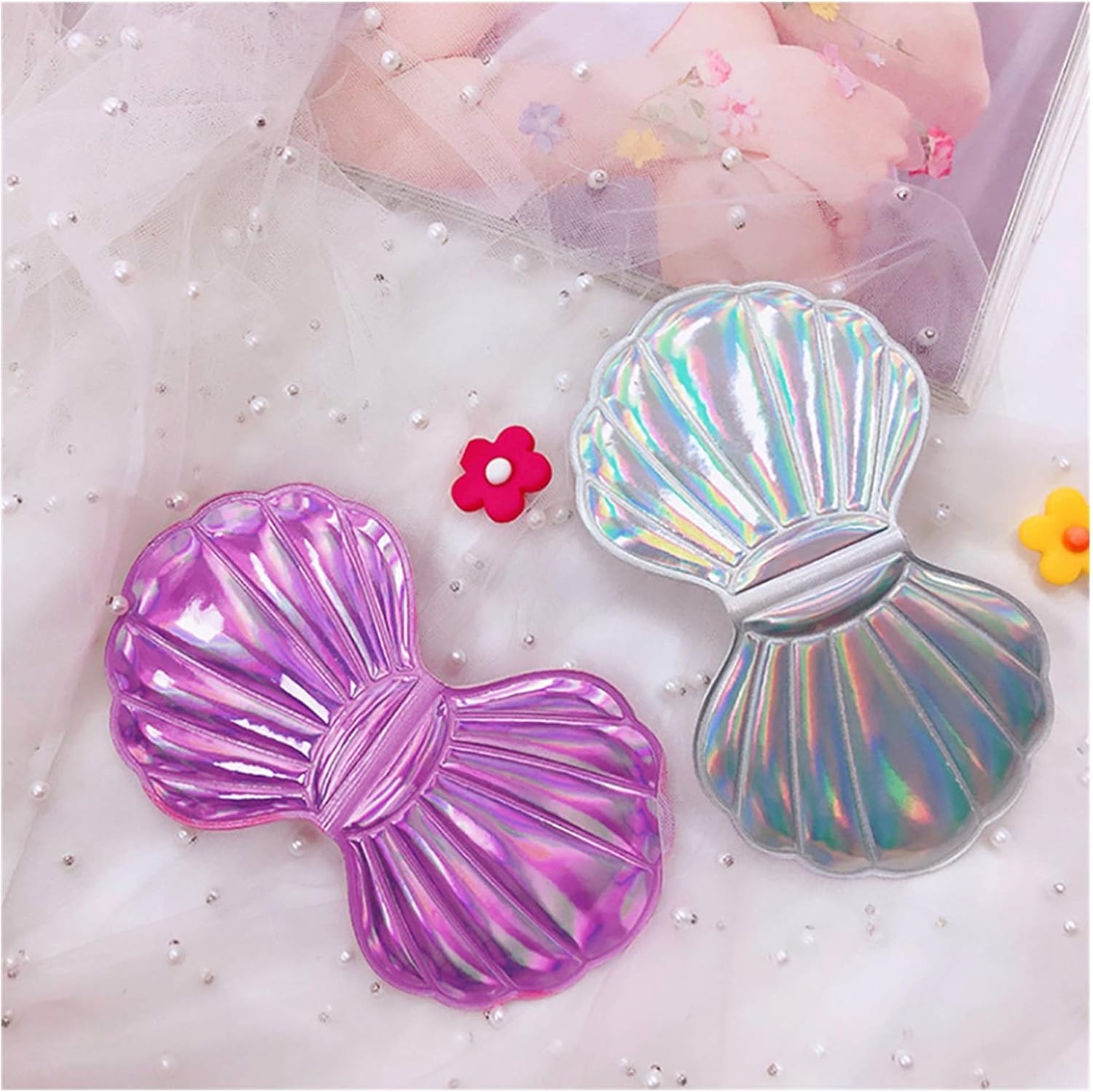 SUNESA 4pc Shell Makeup Mirror with Light 1
