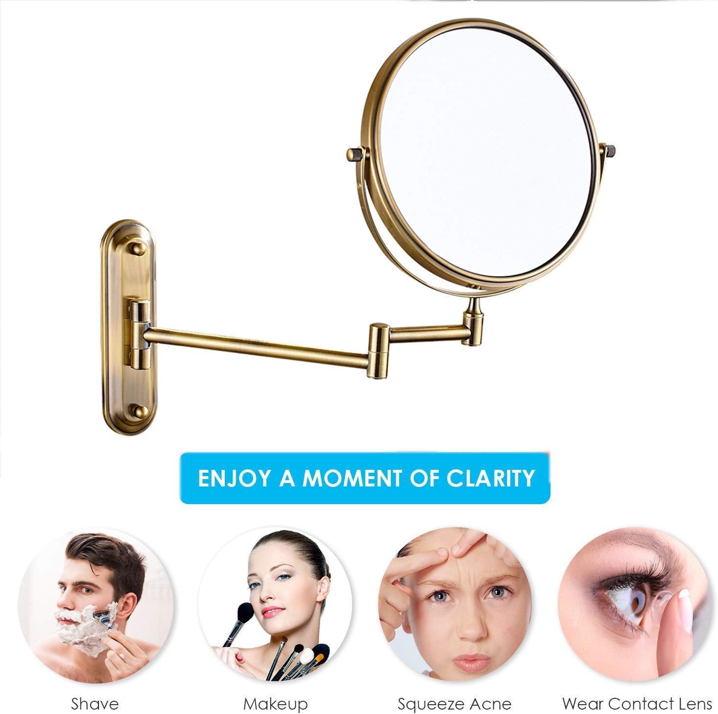 LCARY Wall Mounted Makeup Mirror with Magnification