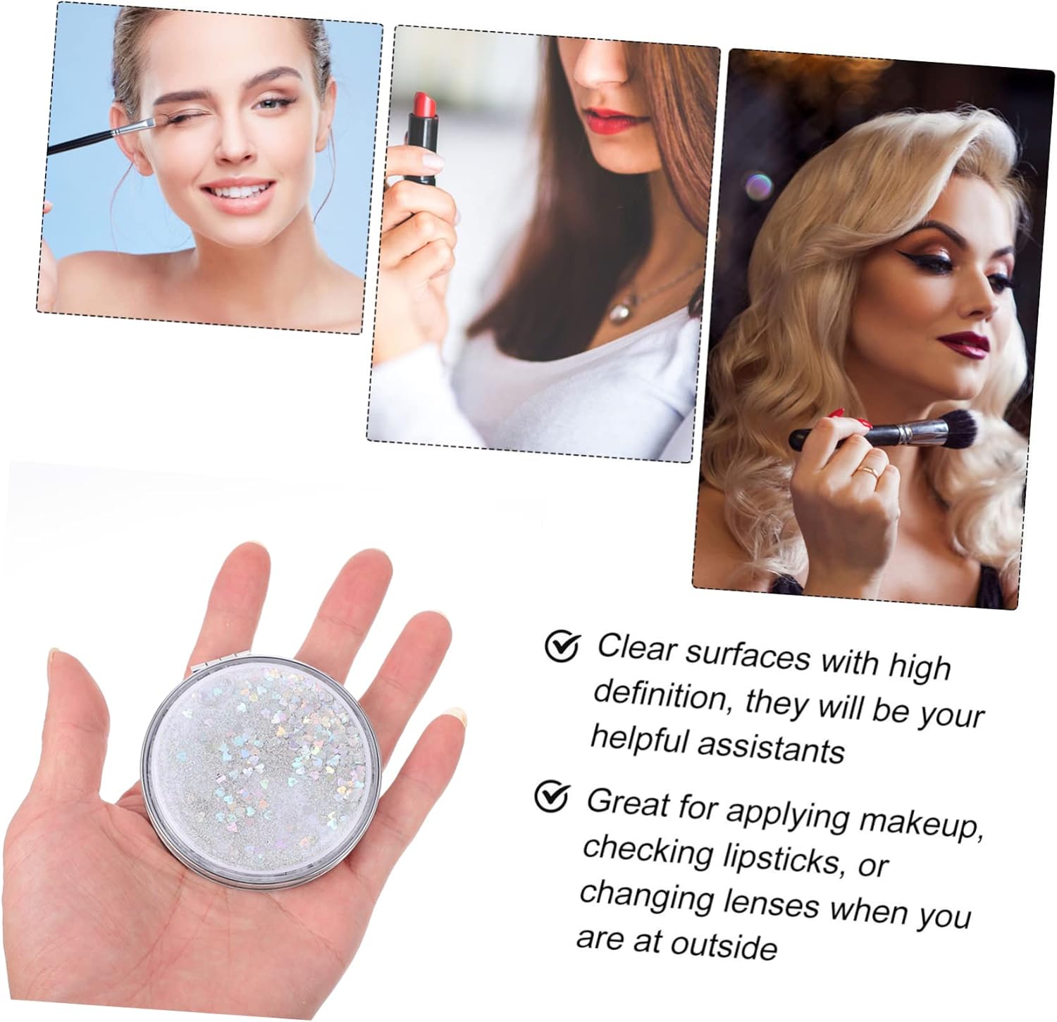 Portable Double-Sided Compact Mirror for Travel Makeup