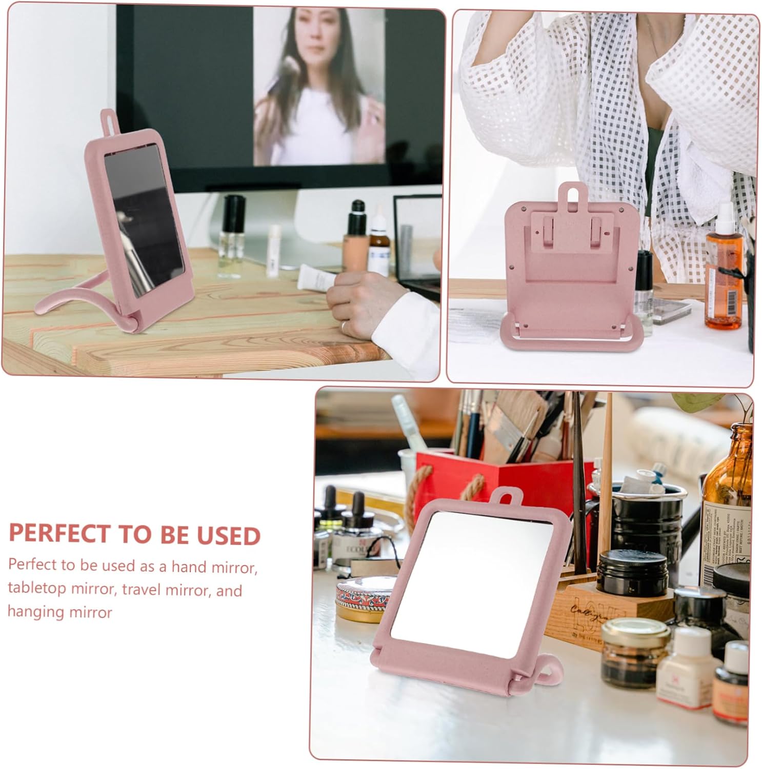 IWOWHERO Compact Desktop Makeup Mirror with Stand