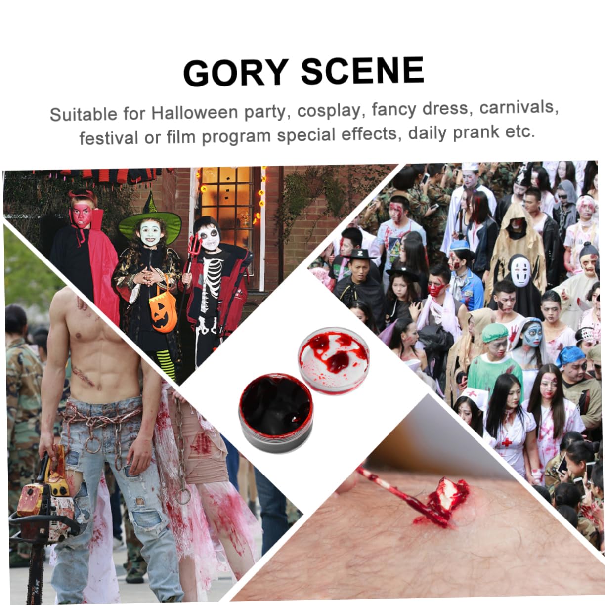 Minkissy Halloween 3pcs Fake Blood Gel Makeup Set