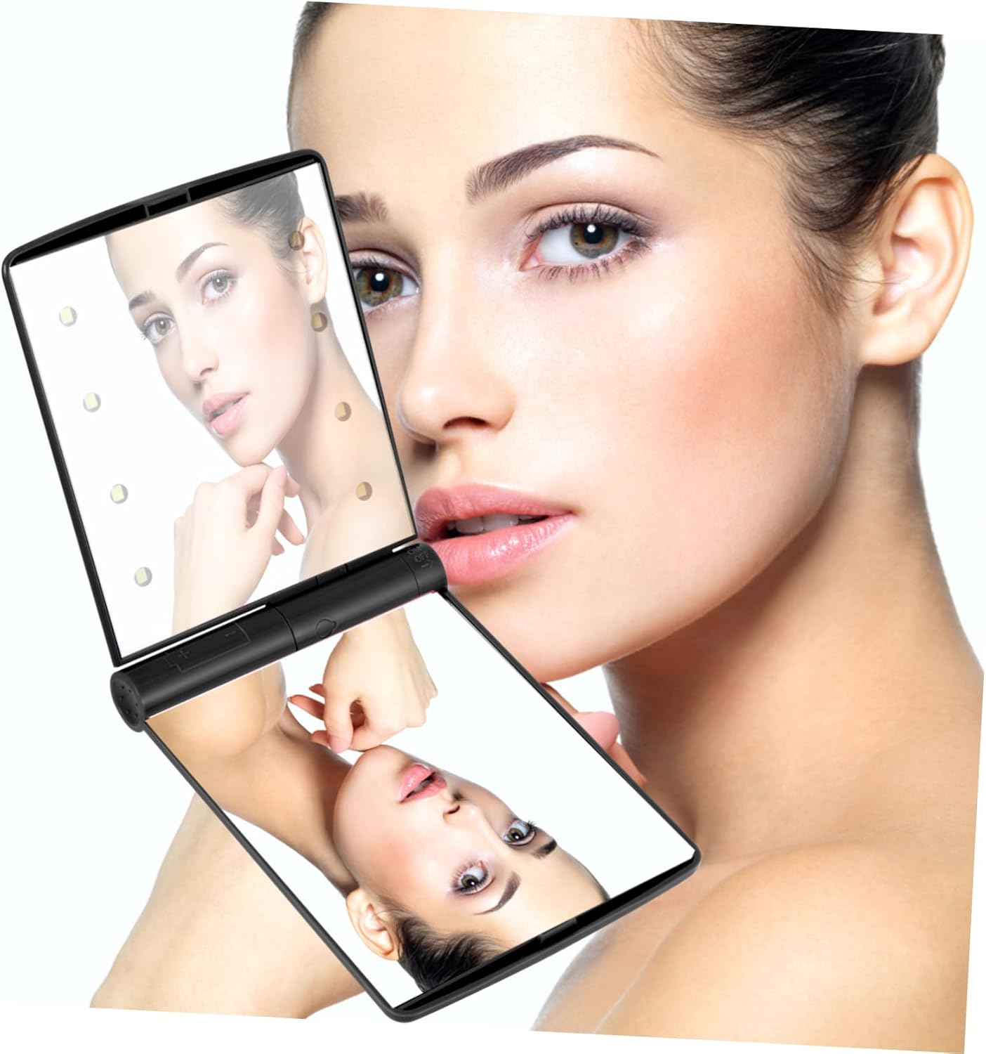 Mikinona Foldable LED Mirror for Makeup Double-Sided Beauty Mirror