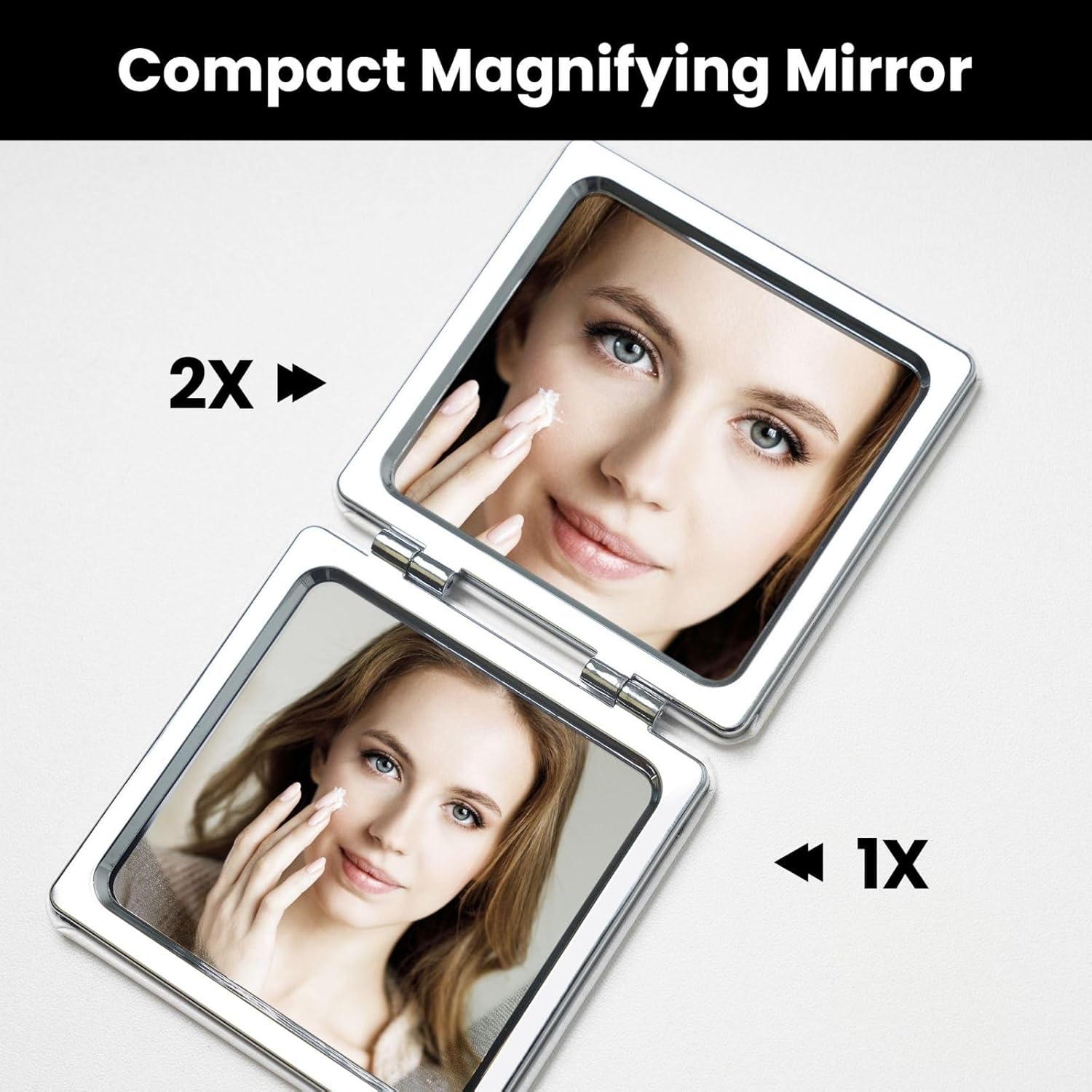 DWVTFSM Compact Travel Makeup Mirror 2X 1X Magnification Folding