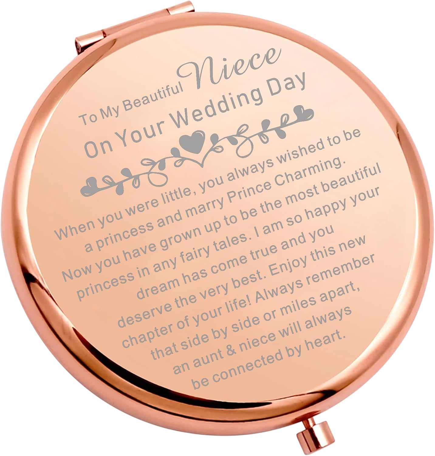 WSNANG Niece Wedding Gift Folding Mirror with Heart Message